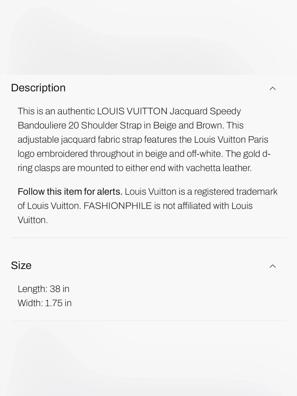 New•Louis Vuitton Jacquard Speedy Bandouliere 20 Shoulder Strap Beige